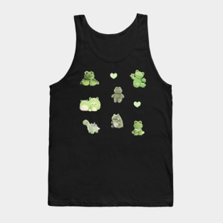 green frog and dinosaur stuffed animal sticker pack Tank Top